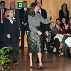 La reine Letizia d'Espagne lors de la cérémonie de clôture de la 10ème édition du "Promociona Project" à Madrid, Espagne, le 11 janvier 2023. 