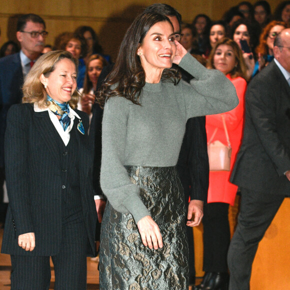 La reine Letizia d'Espagne lors de la cérémonie de clôture de la 10ème édition du "Promociona Project" à Madrid, Espagne, le 11 janvier 2023. 