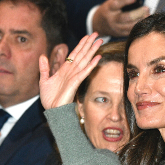 La reine Letizia d'Espagne lors de la cérémonie de clôture de la 10ème édition du "Promociona Project" à Madrid, Espagne, le 11 janvier 2023. 