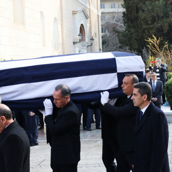 Le prince Philippos, le prince Paul (Pavlos), le prince Nikólaos de Grèce - Arrivées aux obsèques du roi Constantin II de Grèce en la cathédrale métropolitaine d'Athènes. Le 16 janvier 2023. © Cyril Moreau / Bestimage 