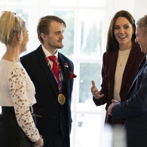 Catherine (Kate) Middleton, princesse de Galles, lors d'une réception pour l'équipe de la Ligue anglaise de rugby en fauteuil roulant au Hampton court Palace à Londres, Royaume Uni, le 19 janvier 2023. 