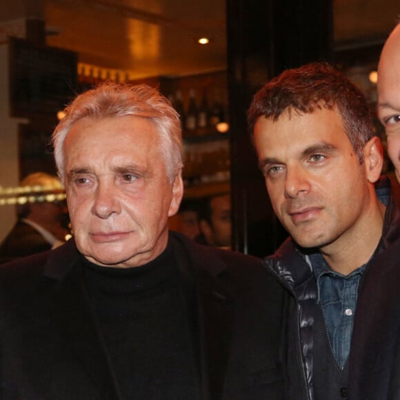 Michel Sardou et sa femme Anne-Marie Perier, Steve Suissa et Eric-Emmanuel Schmitt - Generale de la piece "The Guitrys" au theatre Rive Gauche a Paris, le 16 octobre 2013.