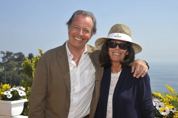 Michel Leeb et sa femme Beatrice assistent aux 8eme de finale du tournoi de tennis Monte Carlo Rolex Masters a Roquebrune Cap Martin le 18 avril 2013