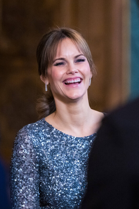 La princesse Sofia (Hellqvist) de Suède, lors du dîner de gala annuel "Sverigemiddagen (dîner suédois)", suivi d'un concert dans la salle Rikssalen du palais royal à Stockholm, le 20 janvier 2023.