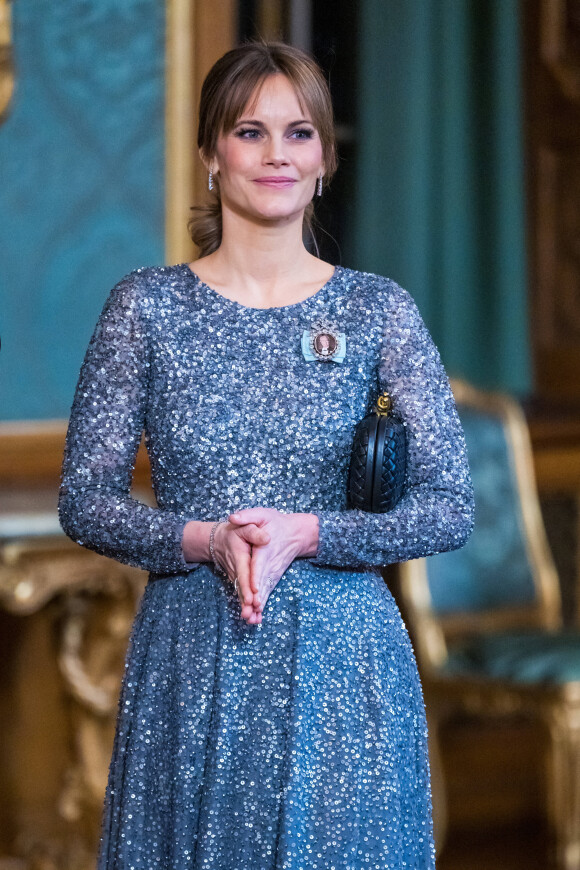 La princesse Sofia (Hellqvist) de Suède, lors du dîner de gala annuel "Sverigemiddagen (dîner suédois)", suivi d'un concert dans la salle Rikssalen du palais royal à Stockholm, le 20 janvier 2023.
