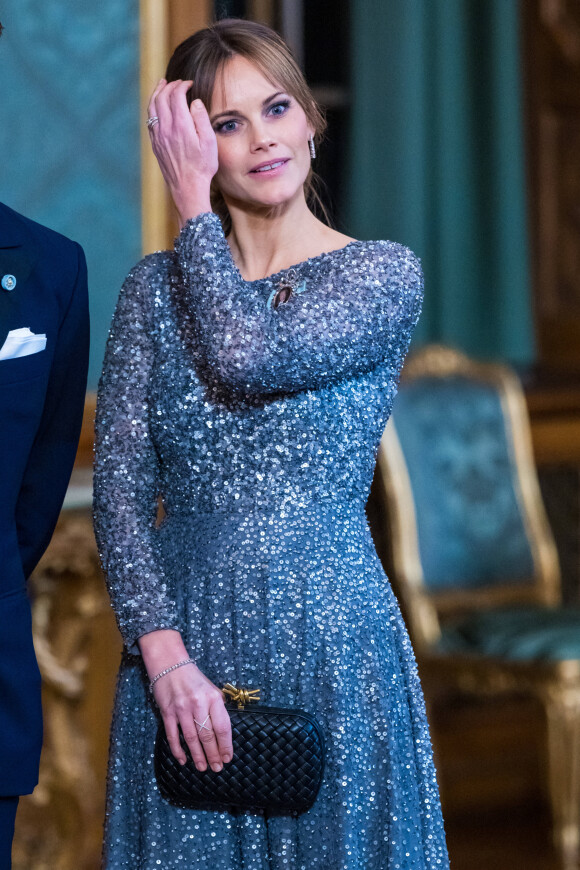 La princesse Sofia (Hellqvist) de Suède, lors du dîner de gala annuel "Sverigemiddagen (dîner suédois)", suivi d'un concert dans la salle Rikssalen du palais royal à Stockholm, le 20 janvier 2023.