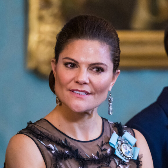 La princesse Victoria de Suède, lors du dîner de gala annuel "Sverigemiddagen (dîner suédois)", suivi d'un concert dans la salle Rikssalen du palais royal à Stockholm, le 20 janvier 2023.