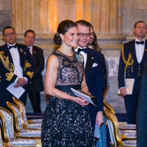 La princesse Victoria de Suède, lors du dîner de gala annuel "Sverigemiddagen (dîner suédois)", suivi d'un concert dans la salle Rikssalen du palais royal à Stockholm, le 20 janvier 2023.