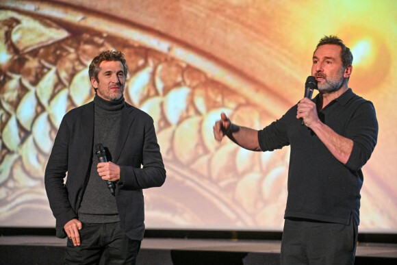 Guillaume Canet (réalisateur) et Gilles Lellouche lors de la présentation du film "Astérix et Obélix : L'Empire du Milieu" au Kinépolis à Bruxelles le 13 janvier 2023. © Frédéric Andrieu / Bestimage 