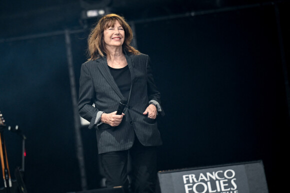 Jane Birkin et Etienne Daho sur la scène du festival des Francofolies 2021 à la Rochelle, le 12 juillet 2021. 