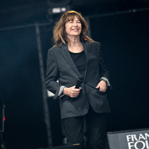 Jane Birkin et Etienne Daho sur la scène du festival des Francofolies 2021 à la Rochelle, le 12 juillet 2021. 