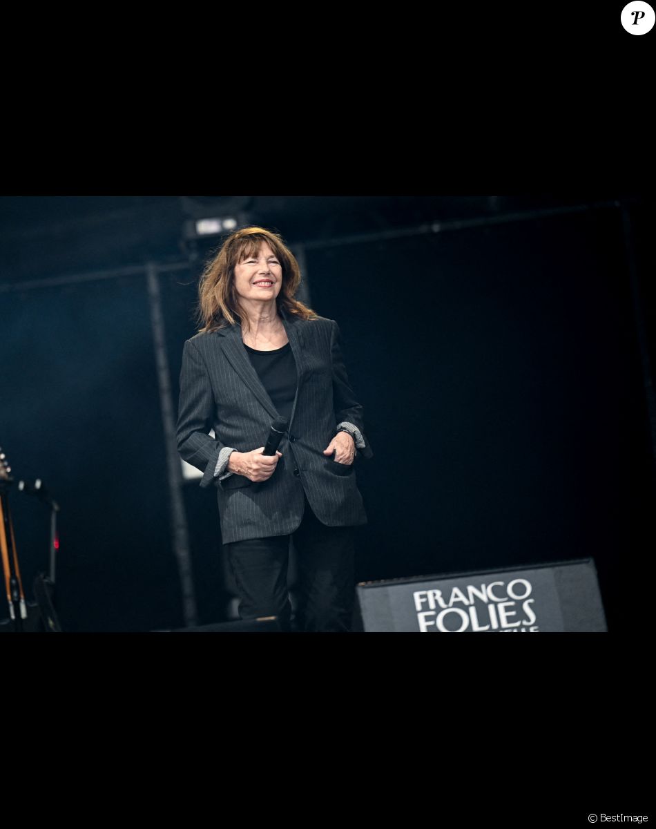 Jane Birkin et Etienne Daho sur la scène du festival des Francofolies 2021 à la Rochelle, le 12 juillet 2021.