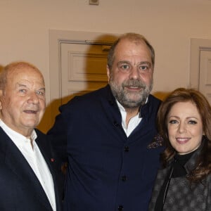 Exclusif - Marc Ladreit de Lacharrière, Eric Dupond-Moretti et sa compagne Isabelle Boulay - Eric Dupond-Moretti à la barre au théâtre de la Madeleine à Paris le 22 janvier 2019. © Pierre Perusseau/Bestimage