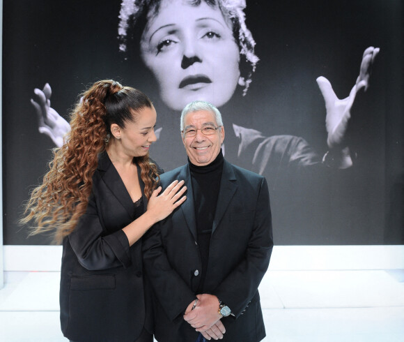 Exclusif - Chimene Badi et son père Mohamed Badi - Enregistrement de l'émission Vivement dimanche en Hommage à Edith Piaf au studio Gabriel, presentée par Michel Drucker.