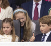 La princesse Charlotte de Cambridge, Le prince George de Cambridge, Savannah Phillips, Lena Elizabeth Tindall - Jubilé de platine de la reine Elisabeth II d'Angleterre à Bukingham Palace à Londres, le 5 juin 2022. 