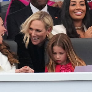 Kate Catherine Middleton, duchesse de Cambridge, et la princesse Charlotte, Zara Phillips Tindall - La famille royale d'Angleterre au concert du jubilé de platine de la reine d'Angleterre au palais de Buckingham à Londres. Le 4 juin 2022 