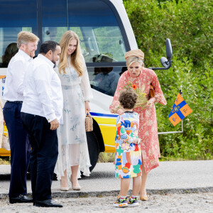 Le roi Willem-Alexander, la reine Maxima et la princesse Catharina-Amalia des Pays-Bas visitent les anciennes huttes d'esclaves "Witte Pan" à Bonaire, Antilles néerlandaises, Pays-Bas, le 28 janvier 2023. Cette visite s'inscrit dans le cadre du voyage de la famille royale dans les Caraïbes néerlandaises. 