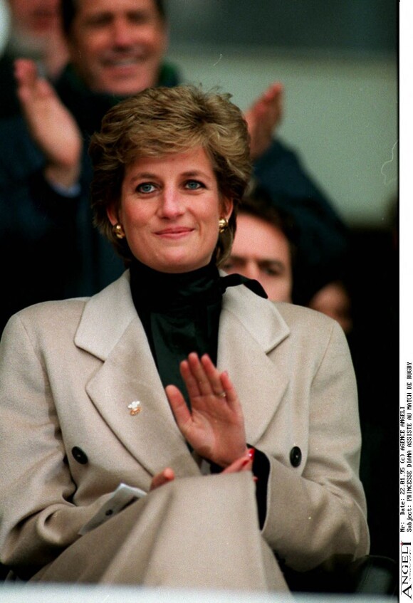Lady Diana lors d'un match de rugby à Paris, le 22 janvier 1995
