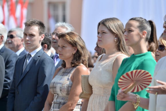 Louis Ducruet, la princesse Stéphanie de Monaco, Camille Gottlieb, Pauline Ducruet - Premier jour des célébrations des 10 ans de règne du prince Albert II de Monaco à Monaco, le 11 juillet 2015.