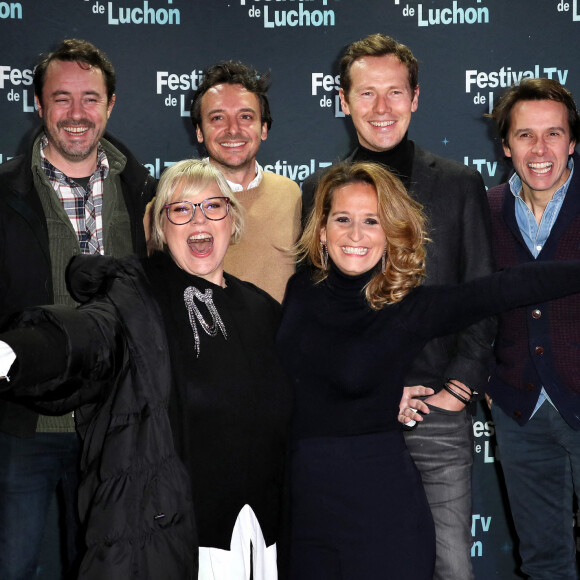 Laurence Boccolini, présidente du jury Flux, et ses membres Alexandra Redde, Benjamin Ferel, Julien Degroote, et Stephane Sallé de Chou - Les membres des jurys à la soirée d'inauguration de la 25ème Edition du Festival TV de Luchon. Le 1er février 2023 © Patrick Bernard / Bestimage