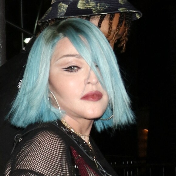 Exclusif - Madonna, avec son compagnon Ahlamalik Williams, se rend à une soirée pour la sortie de son vidéoclip "No fear, Courage, Resist" à l'hôtel Standard de New York, le 26 juin 2021.