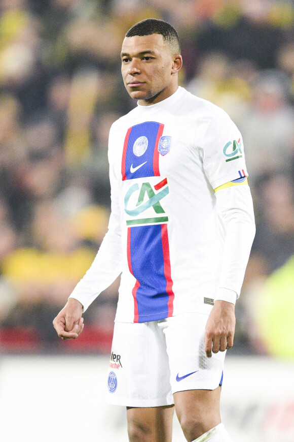 Kylian Mbappe (PSG) - Match de 16ème de finale de la Coupe de France 2023 "Pays de Cassel - PSG (0-7)" au stade Bollaert-Delelis à Lens, le 23 janvier 2023.