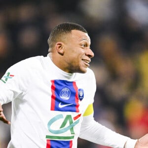 Kylian Mbappe (PSG) - Match de 16ème de finale de la Coupe de France 2023 "Pays de Cassel - PSG (0-7)" au stade Bollaert-Delelis à Lens, le 23 janvier 2023.