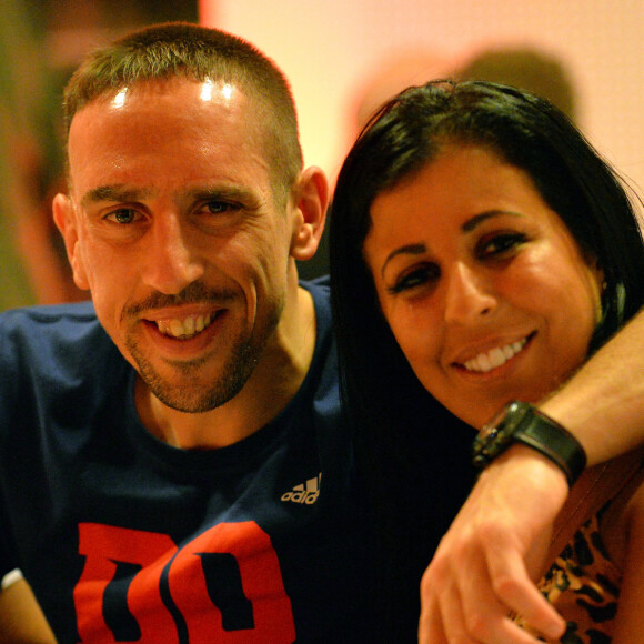 Franck Ribéry et sa femme Wahiba lors d'un dîner pour célébrer la victoire du Bayeern Munich contre le Borussia Dortmund en Coupe. Photo by Action Press/ABACAPRESS.COM