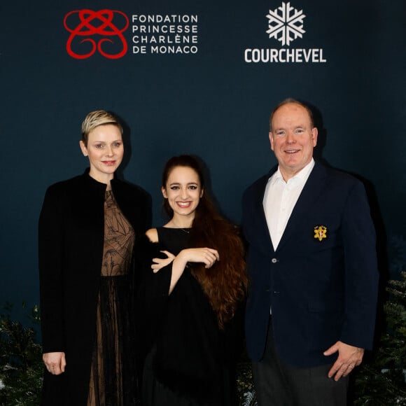 Exclusif - le Prince Albert II de Monaco et la Princesse Charlène, la jeune pianiste monégasque Stella Almondo lors de la soirée de gala au profit de la Fondation Princesse Charlène de Monaco et des enfants du Club des Sports de Courchevel. © Christophe Clovis / Rachid Bellak / Bestimage