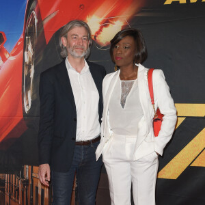 Mariage - Gilles Verdez s'est marié avec Fatou au Sénégal - Gilles Verdez et sa compagne Fatou - Avant-première du film "Taxi 5" au cinéma le Grand Rex à Paris, France, le 8 avril 2018. © Coadic Guirec/Bestimage 