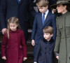 Sa mère ne l'appelle pas comme ça mais "Lottie". 
Catherine (Kate) Middleton, princesse de Galles, le prince George de Galles, la princesse Charlotte de Galles, et le prince Louis de Galles - La famille royale d'Angleterre assiste au service religieux de Noël à l'église St Mary Magdalene à Sandringham, Norfolk, Royaume Uni, le 25 décembre 2022. 