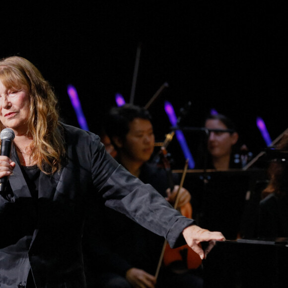 Exclusif - Jane Birkin en concert lors de la soirée d'inauguration de la salle de spectacle "Majestic, scène de Montereau" à Montereau-Fault-Yonne. Le 3 juin 2022. © Christophe Clovis / Bestimage 