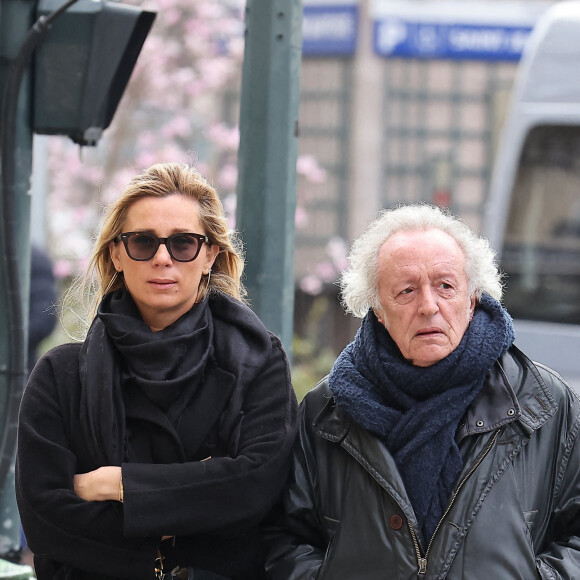 Didier Barbelivien et sa femme Laure - Obsèques de Päl Sarkozy de Nagy Bocsa en l'église Saint-Jean Baptiste de Neuilly-sur-Seine, le 9 mars 2023. © Dominique Jacovides / Bestimage