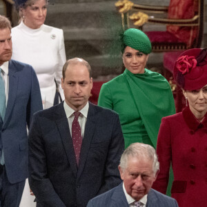 Le prince Edward, comte de Wessex, Sophie Rhys-Jones, comtesse de Wessex, Le prince William, duc de Cambridge, et Catherine (Kate) Middleton, duchesse de Cambridge, Le prince Charles, prince de Galles, et Camilla Parker Bowles, duchesse de Cornouailles, Le prince Harry, duc de Sussex, Meghan Markle, duchesse de Sussex - La famille royale d'Angleterre lors de la cérémonie du Commonwealth en l'abbaye de Westminster à Londres le 9 mars 2020. 