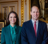 Le prince William, prince de Galles, et Catherine (Kate) Middleton, princesse de Galles, reçoivent le prince Haakon et la princesse Mette-Marit de Norvège au château de Windsor, le 2 mars 2023. Le couple princier norvégien est en visite officielle au Royaume Uni. 