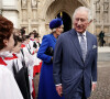 Le roi Charles III était de bonne humeur pour la messe en l'honneur du Commonwealth. 
Le roi Charles III d'Angleterre et Camilla Parker Bowles, reine consort d'Angleterre - Service annuel du jour du Commonwealth à l'abbaye de Westminster à Londres, Royaume Uni. 