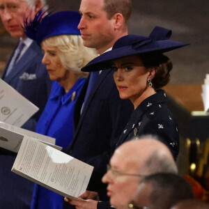 Le roi Charles III d'Angleterre, Camilla Parker Bowles, reine consort d'Angleterre, le prince William, prince de Galles, Catherine (Kate) Middleton, princesse de Galles - Service annuel du jour du Commonwealth à l'abbaye de Westminster à Londres, Royaume Uni, le 13 mars 2023. 