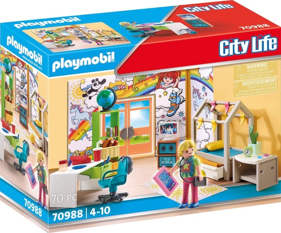 La couleur s'empare de cette chambre d'adolescent Playmobil City Life