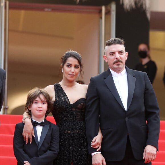 Gabriel Merz Chammah (petit-fils de I.Huppert), Leïla Bekhti, Damien Bonnard - Montée des marches du film " Les intranquilles " lors du 74ème Festival International du Film de Cannes. Le 16 juillet 2021 © Borde-Jacovides-Moreau / Bestimage