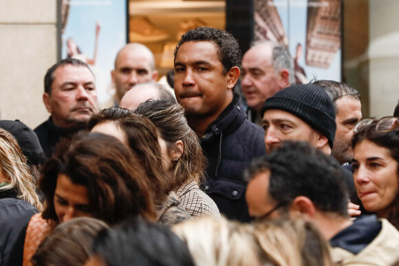 Semi-exclusif - Thierry Dusautoir (ancien international français de rugby à XV) - Cérémonie en hommage à Federico Martin Aramburu (international argentin de rugby à XV ayant fait la majorité de sa carrière en France notamment dans l'équipe du Biarritz Olympique) assassiné le 19 mars 2022 alors qu'il s'interposait dans une altercation à la terrasse du "Mabillon" sur le boulevard Saint-Germain à Paris, France, le 19 mars 2023. © Christophe Clovis / Bestimage