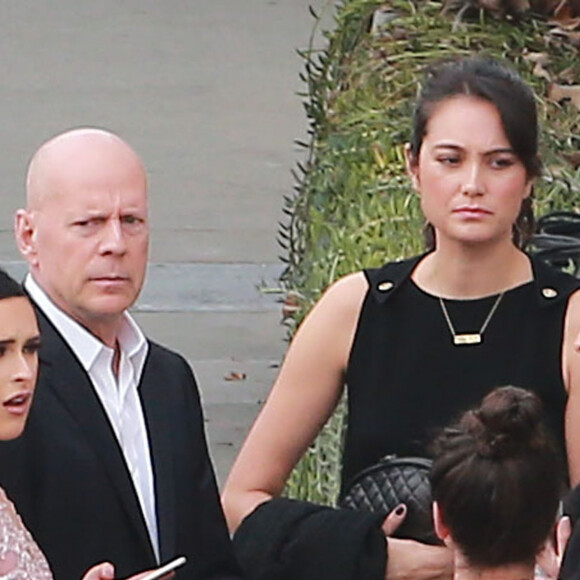Exclusif - Bruce Willis et sa femme Emma Heming, Rumer Willis - Bruce Willis et son ex-femme Demi Moore sont venus soutenir leur fille Rumer, qui participe à la nouvelle saison de l'émission "Dancing with the Stars" à Hollywood le 16 mars 2015. 