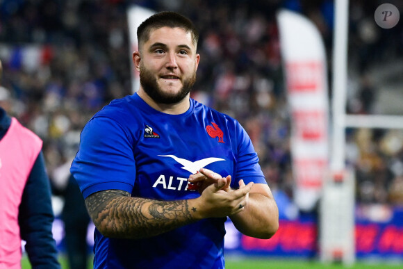 Cyril Baille aux anges avec son nouveau né
Cyril Baille - Le XV de France bat l'Australie lors du premier match-test au stade de France. © Federico Pestellini / Panoramic / Bestimage