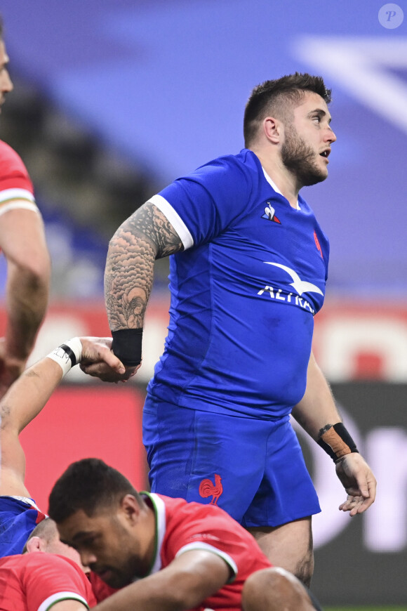 Un beau moment pour Cyril Baille, qui nage en plein bonheur depuis la naissance de son enfant
Cyril Baille (Fra) Match de rugby des VI Nations opposant la France au pays de Galles au stade de France à Saint-Denis, Seine Saint-Denis, France, le 20 mars 2021. La France a gagné 32-30. © Jean-Baptiste Autissier/Panoramic/Bestimage