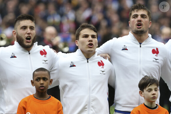 Cyril Baille (France) - Antoine Dupont (France) - Gregory Alldritt (France) lors du match de rugby du tournoi des six nations opposant la France à l'Angleterre au stade de France à Saint-Denis, Seine Saint-Denis, France, le 2 février 2020. La France a gagné 24-17. © Michael Baucher/Panoramic/Bestimage