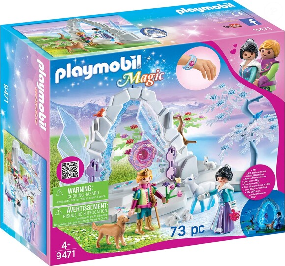 Votre enfant va devoir aider la princesse de l'hiver à rejoindre son prince du printemps avec ce jeu Playmobil Magic frontière cristal du monde de l'hiver