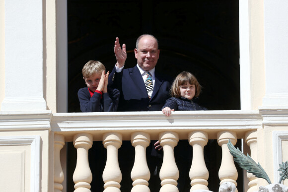 Le prince Albert II de Monaco avec ses enfants au palais princier à Monaco le 14 mars 2023. Il va fêter ses 65 ans. © Jean-François Ottonello/Nice Matin/Bestimage