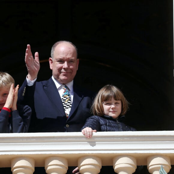 Le prince Albert II de Monaco avec ses enfants au palais princier à Monaco le 14 mars 2023. Il va fêter ses 65 ans. © Jean-François Ottonello/Nice Matin/Bestimage