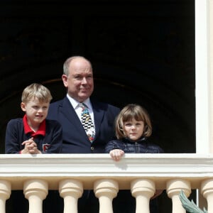 Le prince Albert II de Monaco avec ses enfants en l'honneur de l'anniversaire du prince Albert II en présence de ses enfants au palais princier à Monaco le 14 mars 2023. © Jean-François Ottonello/Nice Matin/Bestimage