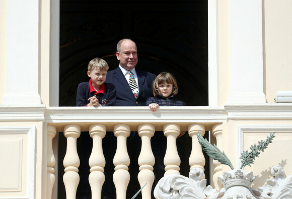 Le prince Albert II de Monaco avec ses enfants en l'honneur de l'anniversaire du prince Albert II en présence de ses enfants au palais princier à Monaco le 14 mars 2023. © Jean-François Ottonello/Nice Matin/Bestimage