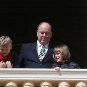 Le prince Albert II de Monaco avec ses enfants au palais princier à Monaco le 14 mars 2023. Il va fêter ses 65 ans. © Jean-François Ottonello/Nice Matin/Bestimage